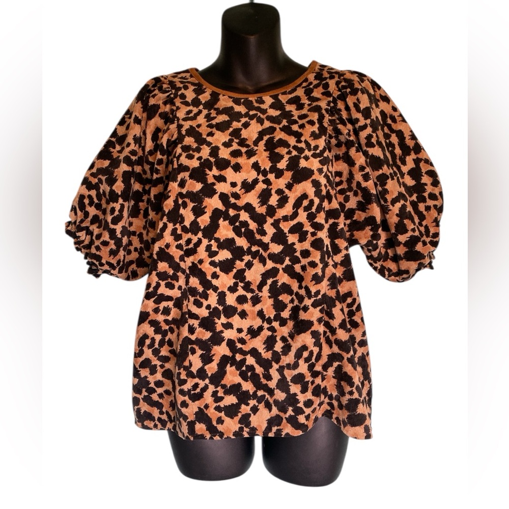 THML Leopard Print Puff Sleeve Pullover Top – Women’s Medium